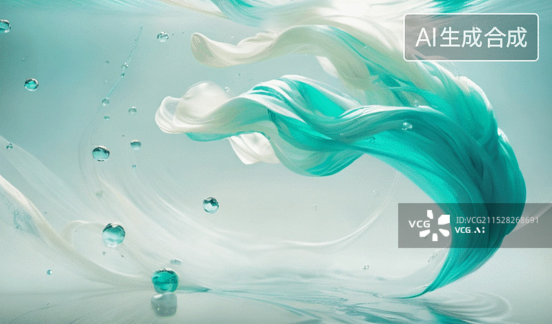 【AI数字艺术】水下飘逸的丝带图片素材