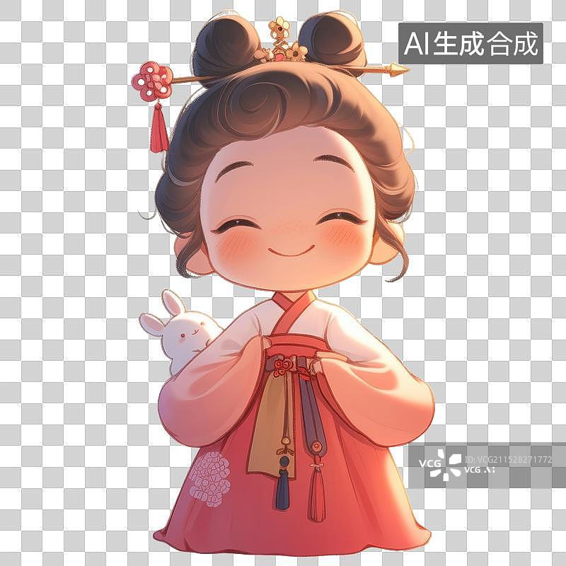 【AI数字艺术】可爱的中式汉服女孩免抠元素图片素材