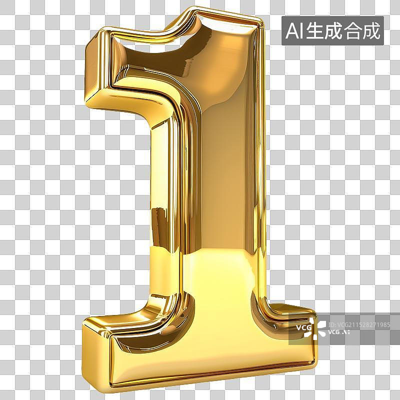 【AI数字艺术】金属质感数字1免抠元素图片素材