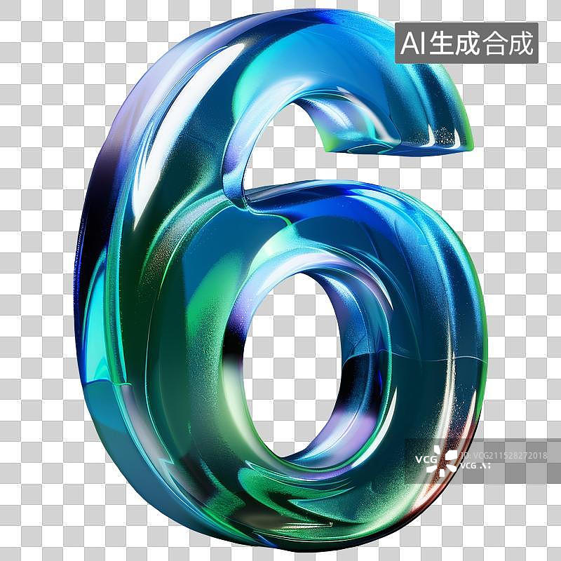 【AI数字艺术】炫彩数字6免抠元素图片素材