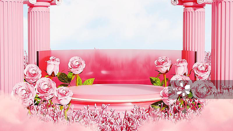 唯美小清新粉色情人节场景图片素材