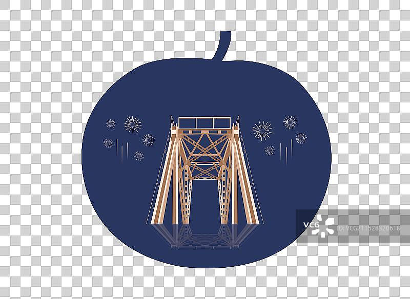 哈尔滨特产冻梨与松花江大桥一带一路丝绸之路亚冬会旅游高端创意插画元素图片素材