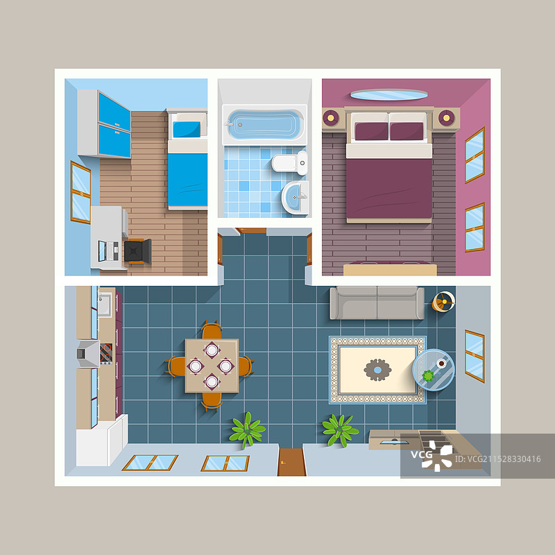 平面建筑设计图的俯视图位置图片素材