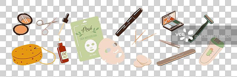 化妆品和有机化妆品的二维卡通图像图片素材
