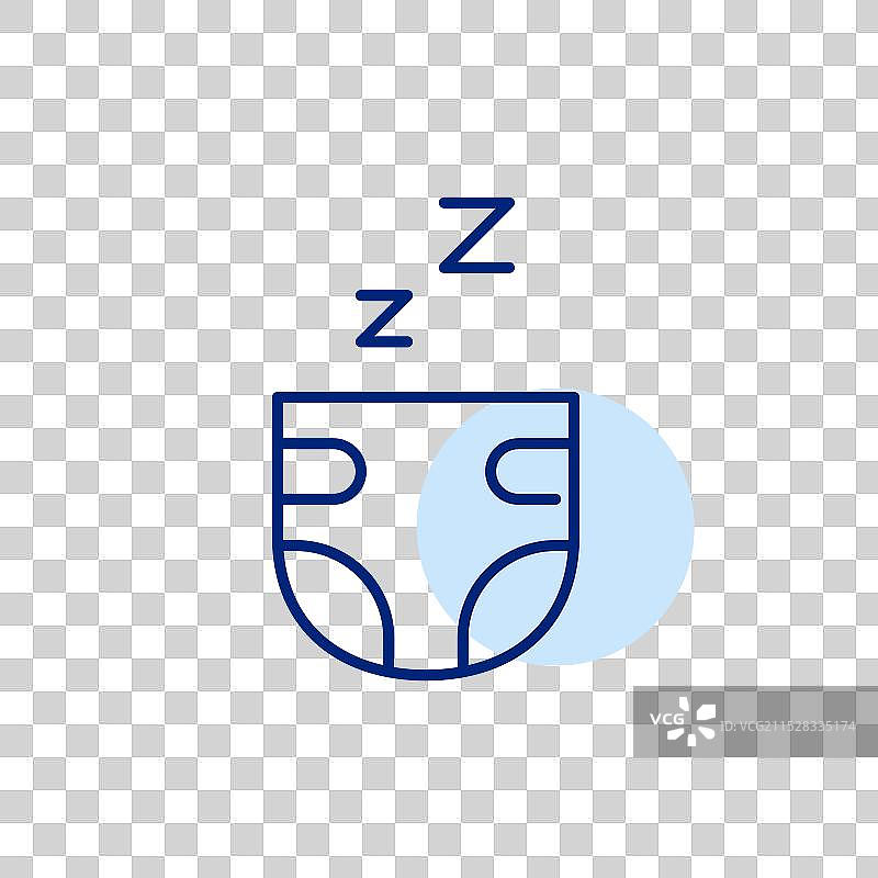 夜间婴儿尿布，带有睡眠符号的儿童护理图片素材