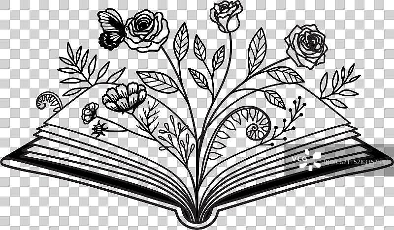 花卉书籍图片素材