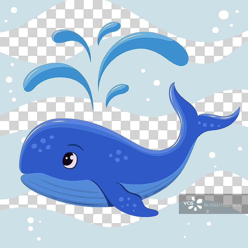 可爱的卡通风格彩色鲸鱼画作图片素材