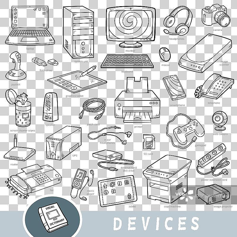 黑白色的计算机设备视觉图集图片素材