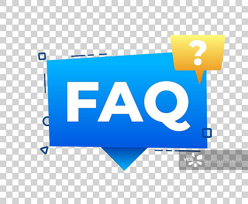 蓝色和黄色的常见问题横幅，带有问号图标图片素材