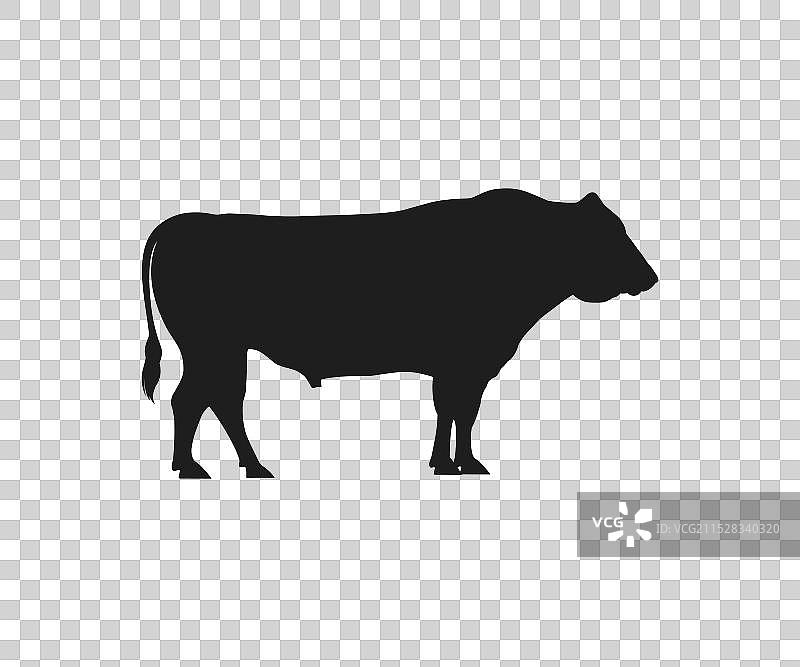 和牛公牛图标和公牛轮廓图标图片素材