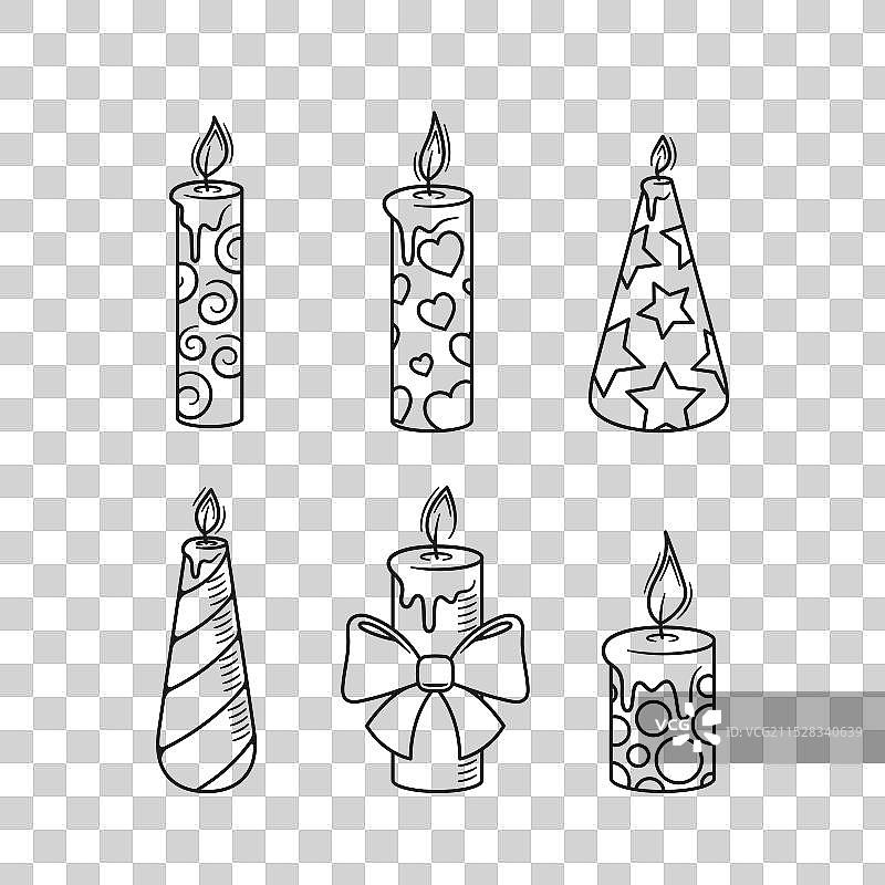 六幅手绘涂鸦的合集，主题为图片素材