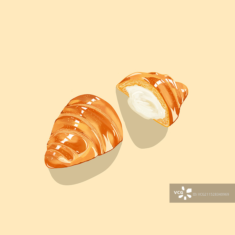 手绘 插画  现烤面包  烘焙食物  早餐图片素材