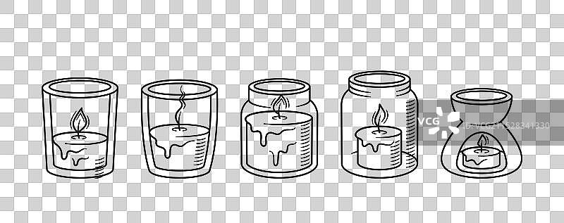 黑白涂鸦，主题为五个元素图片素材