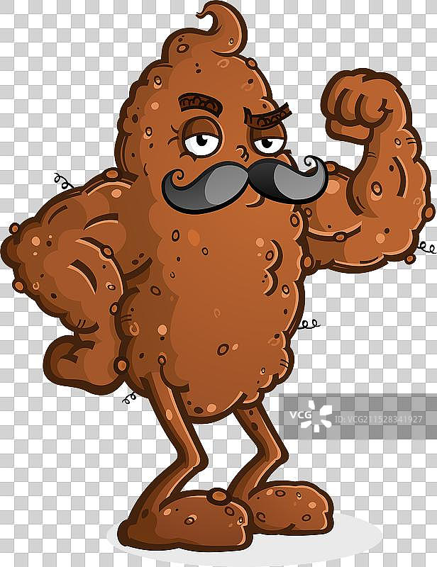 强壮的卡通便便角色，拥有大肌肉图片素材