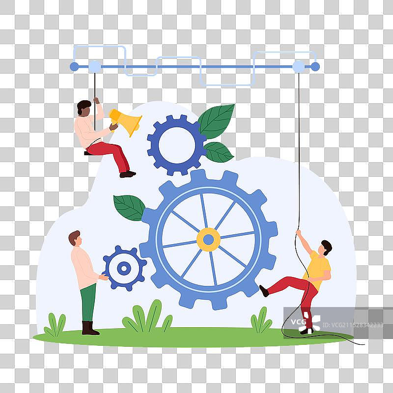 工程师组装大型齿轮的概念图片素材