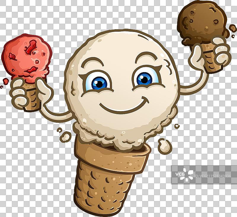 拿着冰淇淋球的卡通角色图片素材