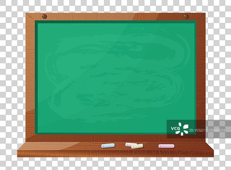 绿色黑板配木框和粉笔图片素材