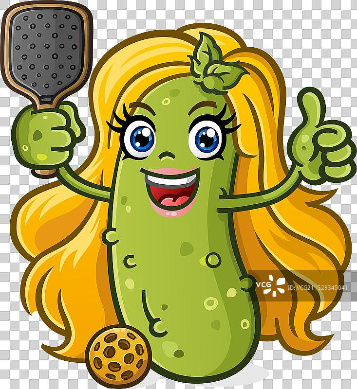 打乒乓球的女孩卡通角色竖起大拇指图片素材