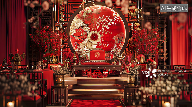 【AI数字艺术】中国风红色节日背景壁纸图片素材