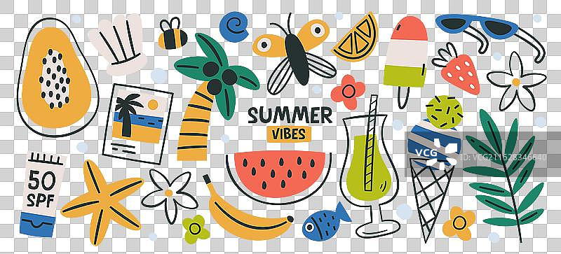 夏日氛围背景与海滩度假村假期图片素材