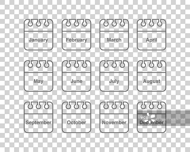 日常、每月、每年日历图标的图标集图片素材