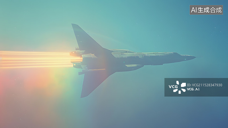 【AI数字艺术】彩虹天空飞船图片素材