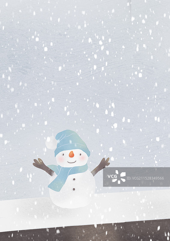 窗台边的小雪人风景插画图片素材