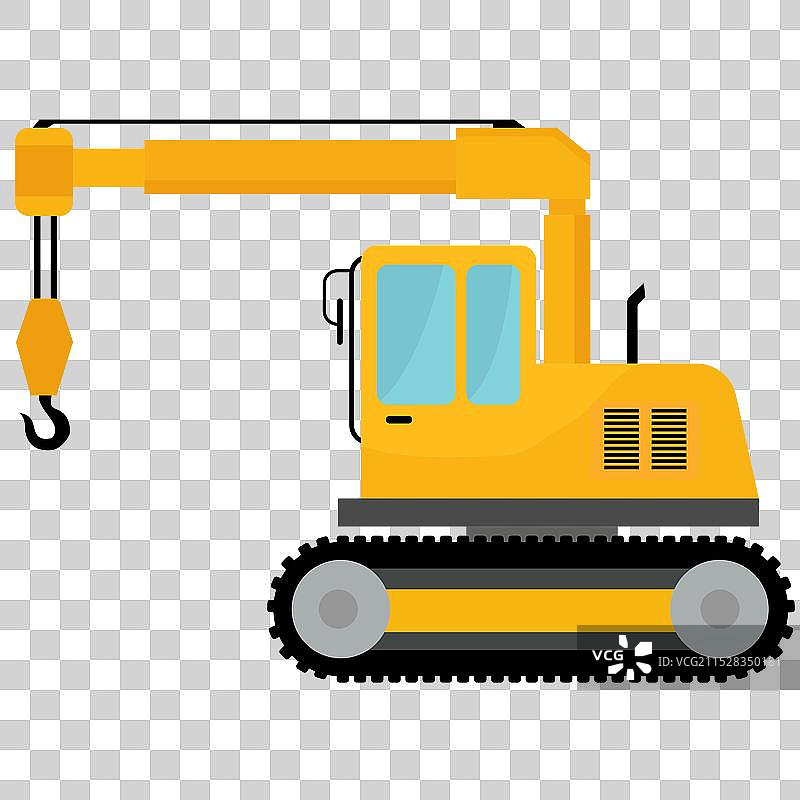 挖掘机起重机车辆扁平图标设计图片素材