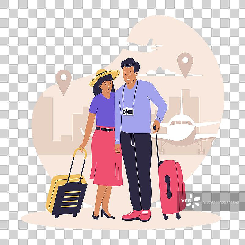 情侣旅游概念图片素材