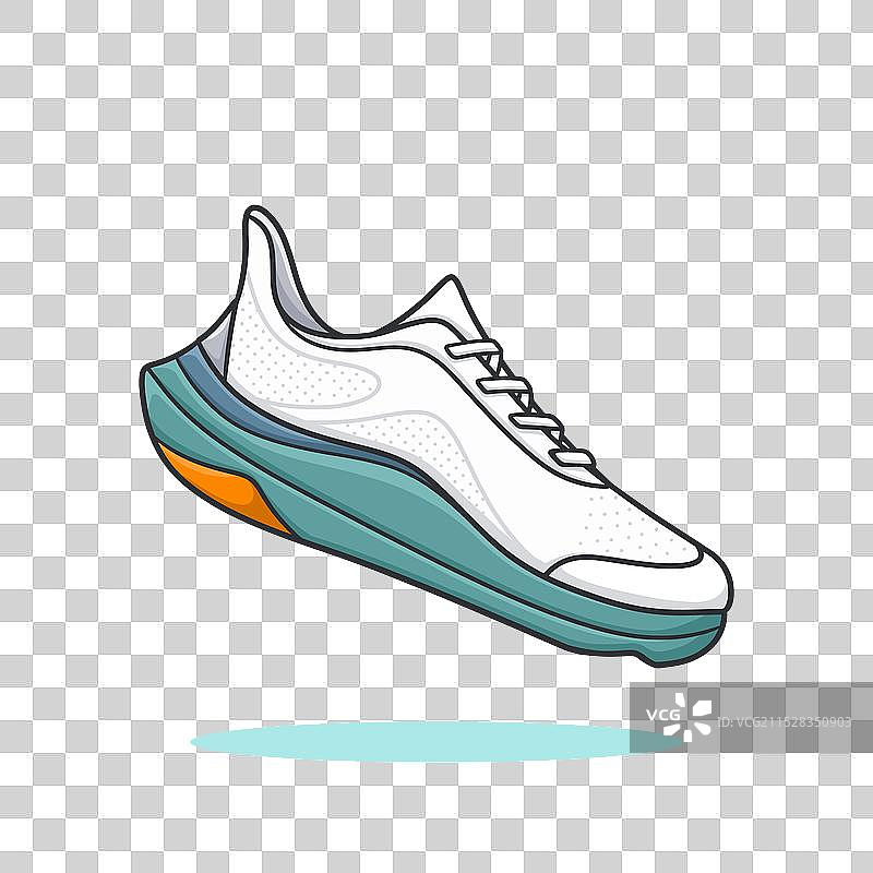 白色卡通跑鞋在奔跑图片素材