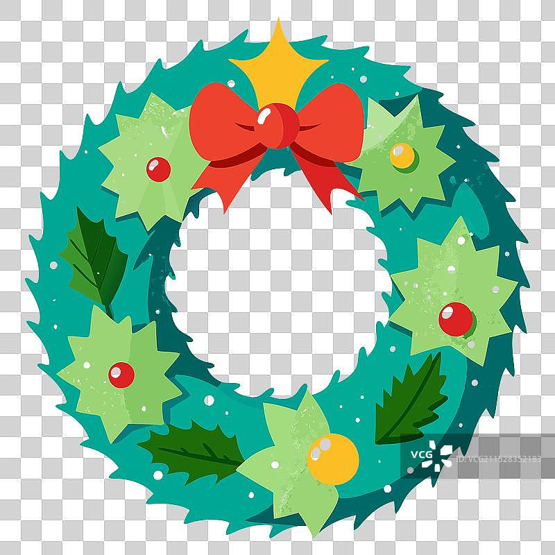 蜡笔风格的冬季花环图片素材