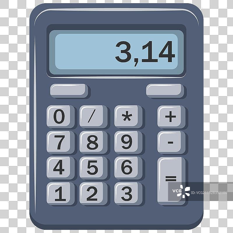 灰色计算器上的蓝色圆周率计算器图片素材