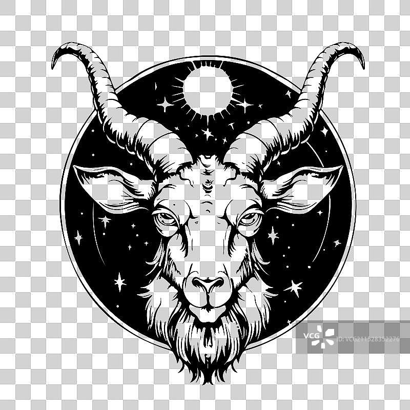 摩羯座山羊素描星座图图片素材