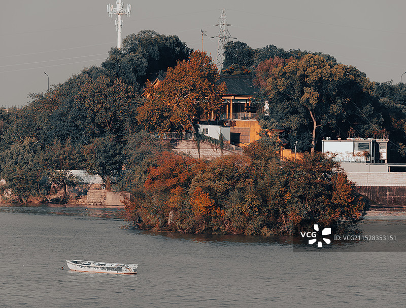 杭州萧山钱塘江砾山庙图片素材