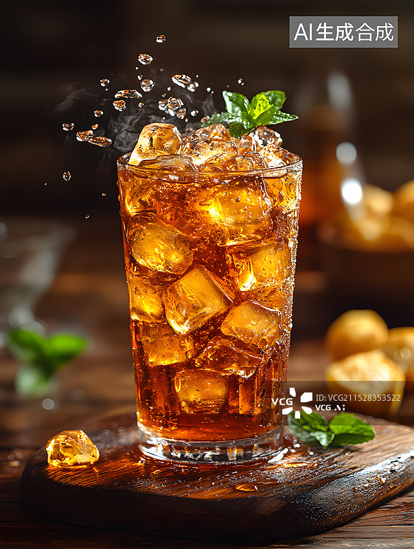 【AI数字艺术】一杯冰红茶图片素材