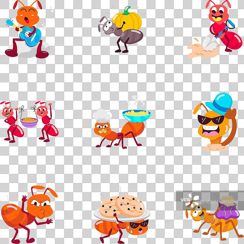 有趣的蚂蚁平面贴纸的基本RGB包装图片素材