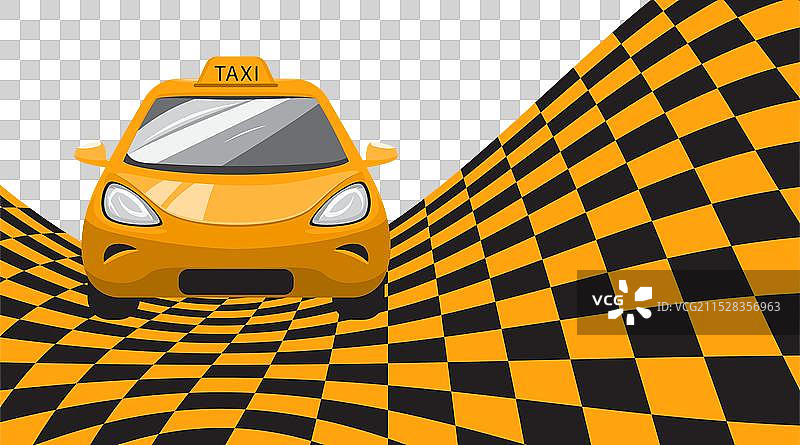 出租车横幅与棋盘格图案图片素材
