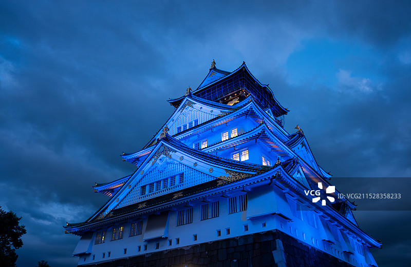 日本大阪城夜景图片素材