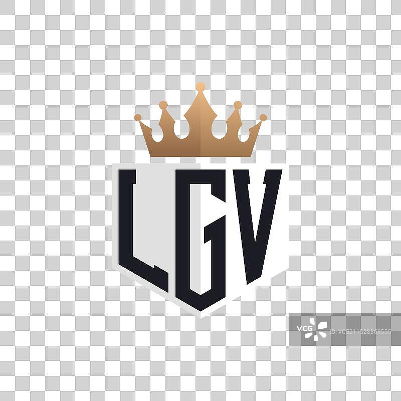 奢华的LGV标志，带有皇冠和优雅的LGV首字母图片素材