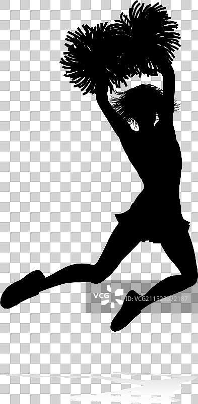 啦啦队员的彩球剪影图片素材