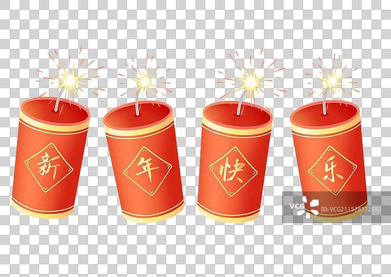 新年快乐鞭炮插画元素图片素材