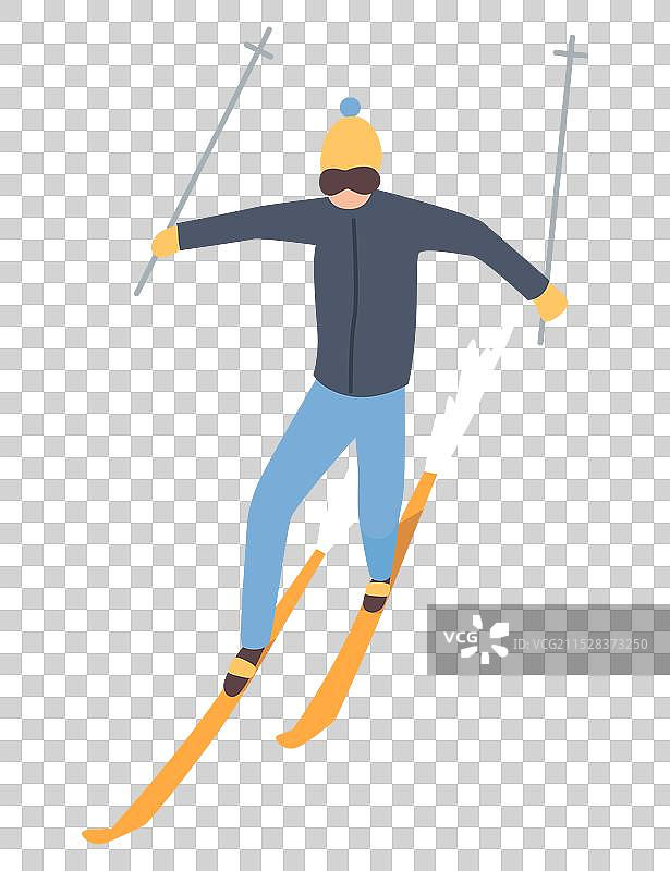 冬季滑雪度假村的山上男子网络横幅图片素材