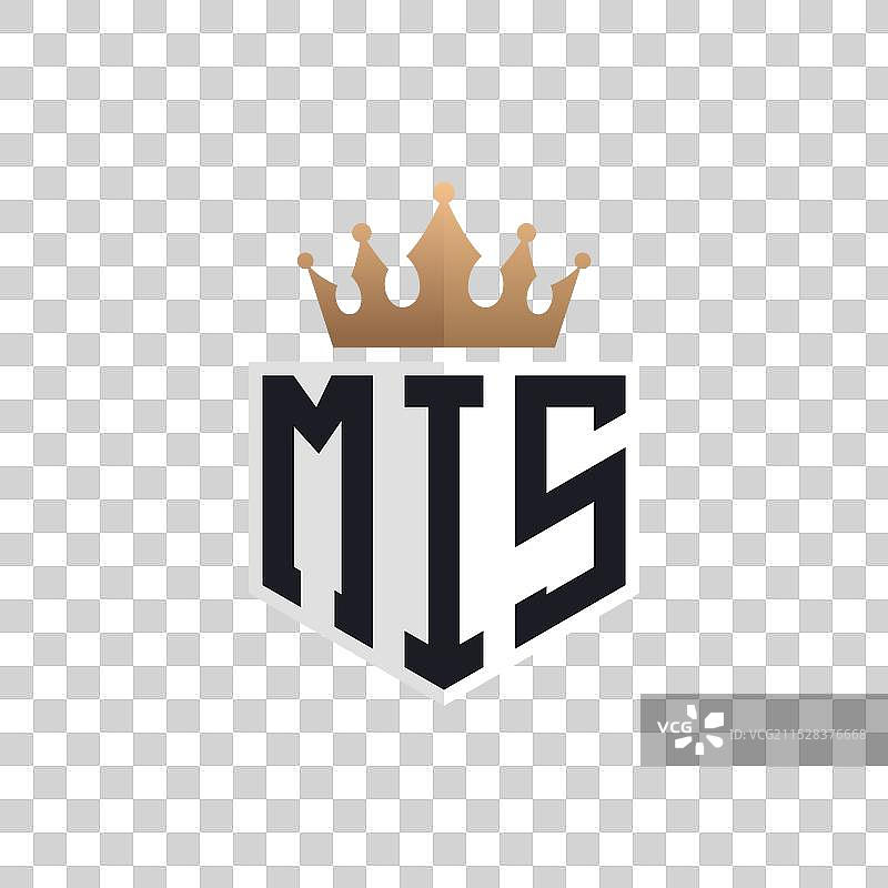 奢华的MIS标志，配有皇冠和优雅的首字母MIS图片素材