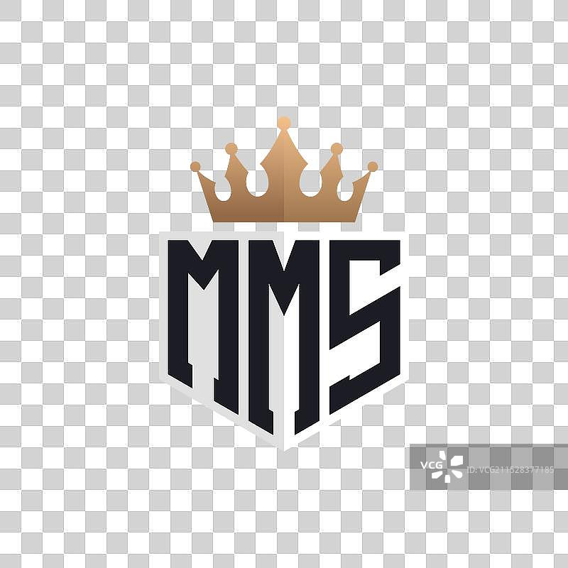 奢华的MMS标志，带有皇冠和优雅的首字母MMS图片素材