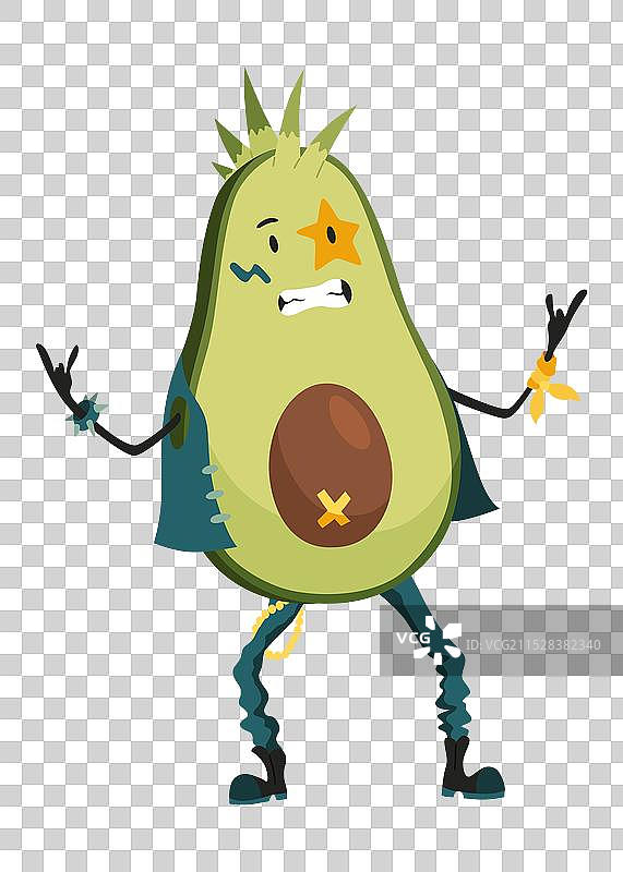 快乐的鳄梨角色充满了愉悦的情感图片素材