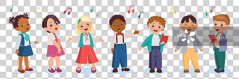 可爱的孩子们在合唱团中唱歌图片素材