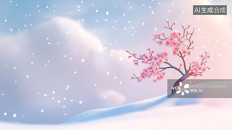 【AI数字艺术】雪中盛开的梅花图片素材