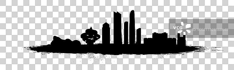 国风水墨青岛城市地标建筑插画图片素材