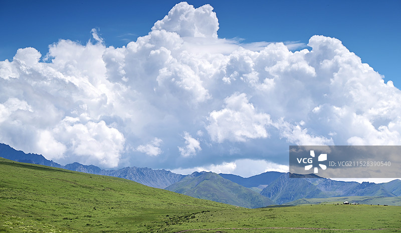 草原上的大片云朵图片素材