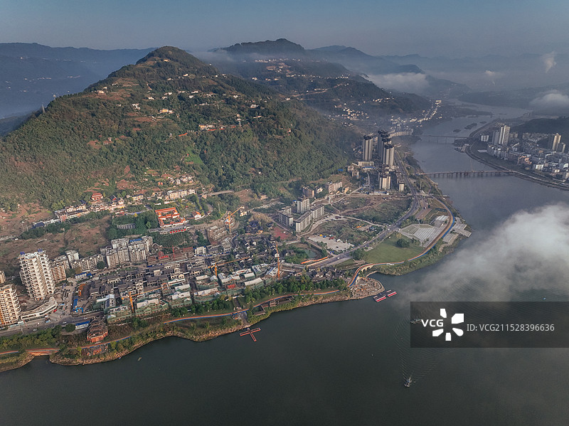 重庆开州城市景观航拍图片素材